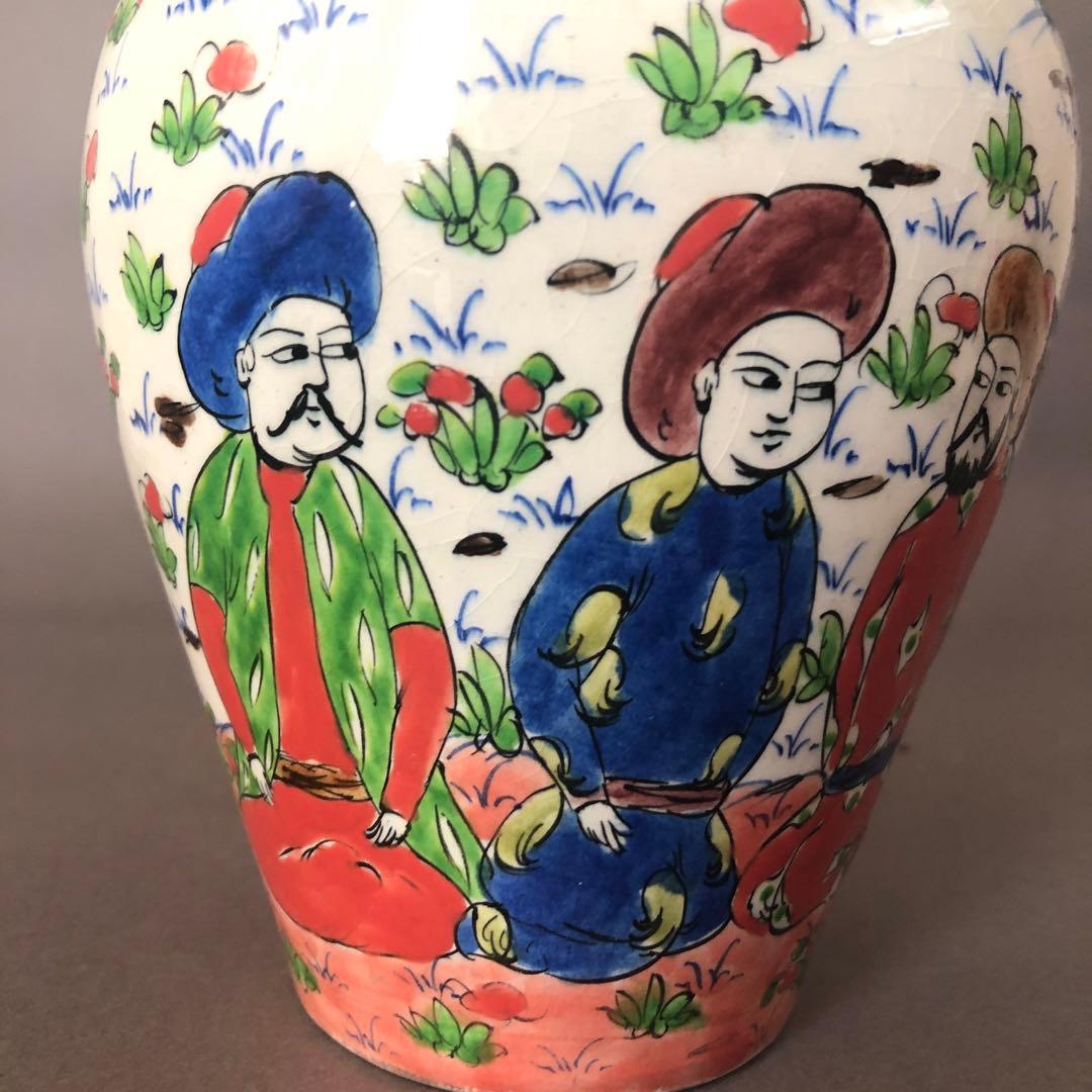 トルコ陶器 人物紋 蓋付き壺 美術品・アンティーク・コレクション