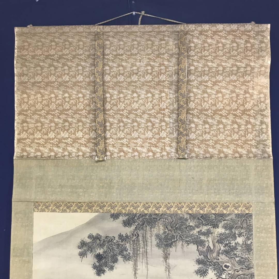 模写】谷文晁/太公望図/山水図/人物図/横物/掛軸/名家伝来/AD-207の