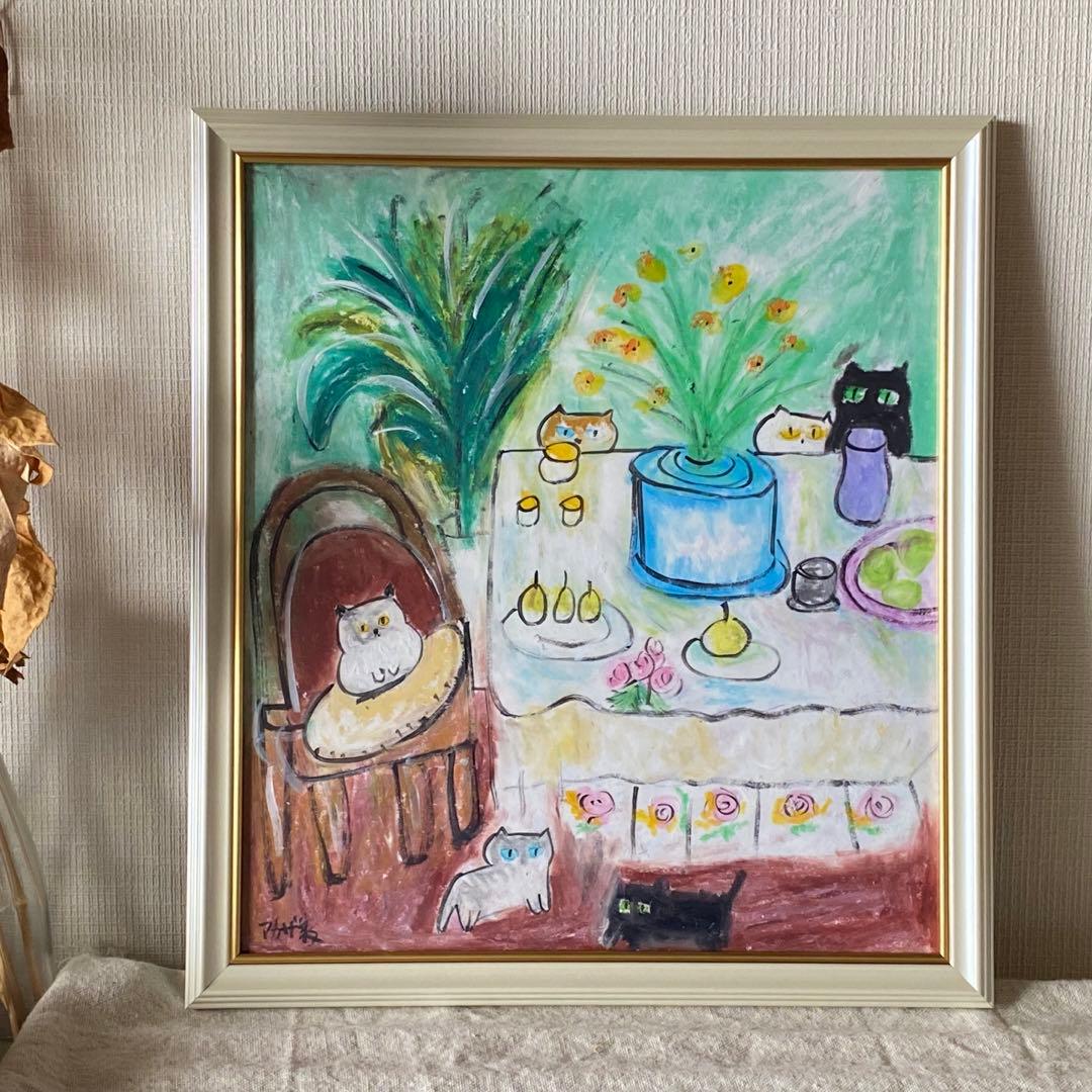 絵画 。壁掛け絵手描き【暖かい部屋には、花の香りが満ちあふれている】