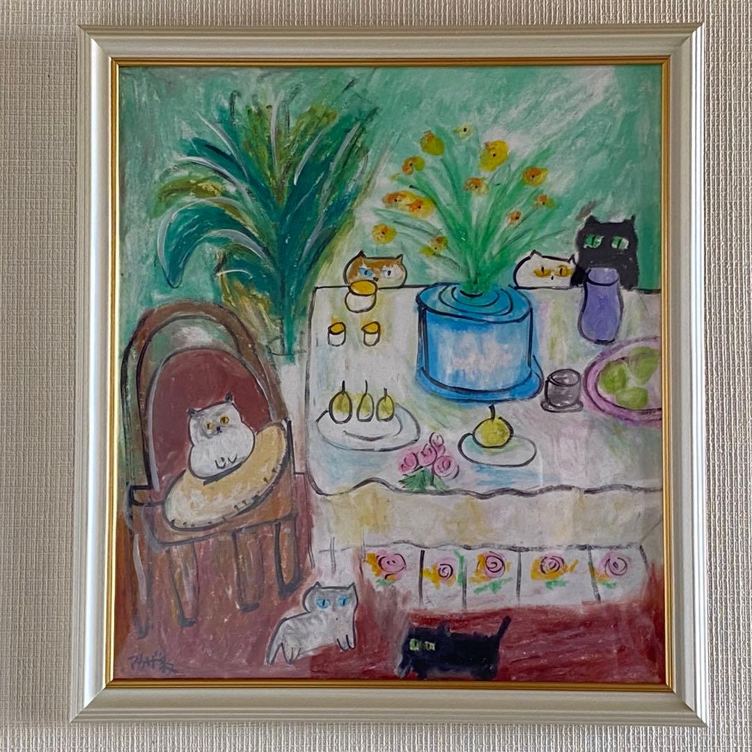 絵画 。壁掛け絵手描き【暖かい部屋には、花の香りが満ちあふれている】