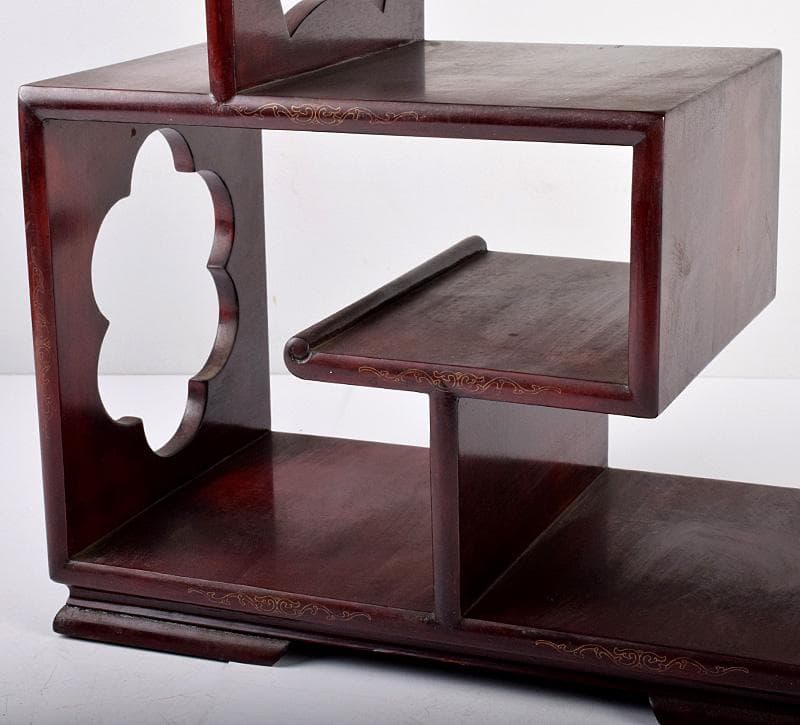 中国 唐木紅木製 銀線象嵌 茶棚 飾り棚 違い棚 D 3745B - メルカリ