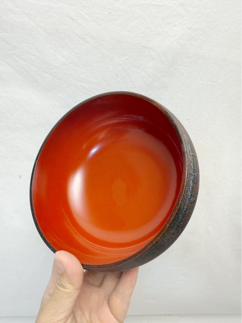 ほぼ未使用 茶道具 欅 天然木製 溜塗 千筋四段 千成瓢箪形 重箱 弁当 網