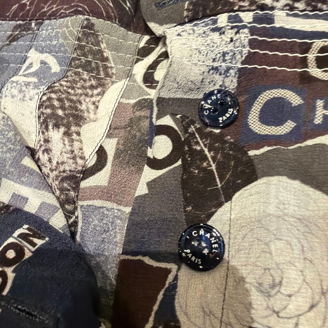 CHANEL フレアスカート サイズ34 ネイビーブラウン系