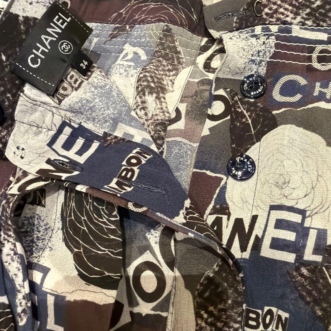 CHANEL フレアスカート サイズ34 ネイビーブラウン系