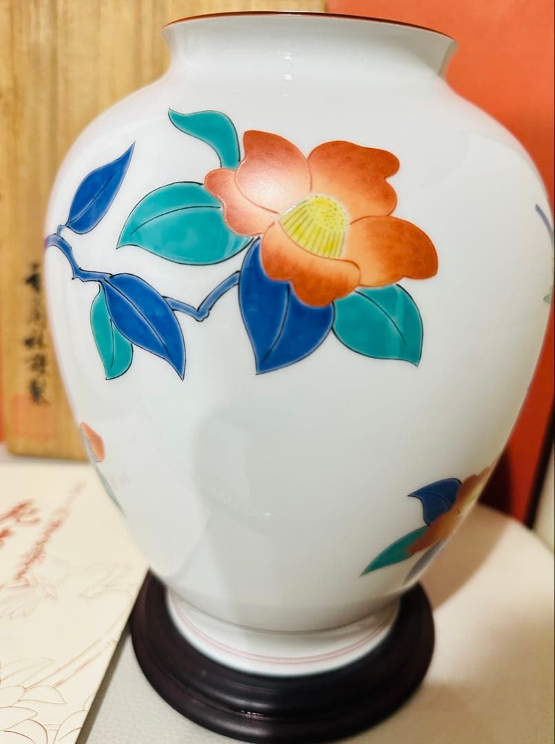 香蘭社 十三代酒井田柿右衛門 花鳥「春」の壷 花瓶原画 フランクリン