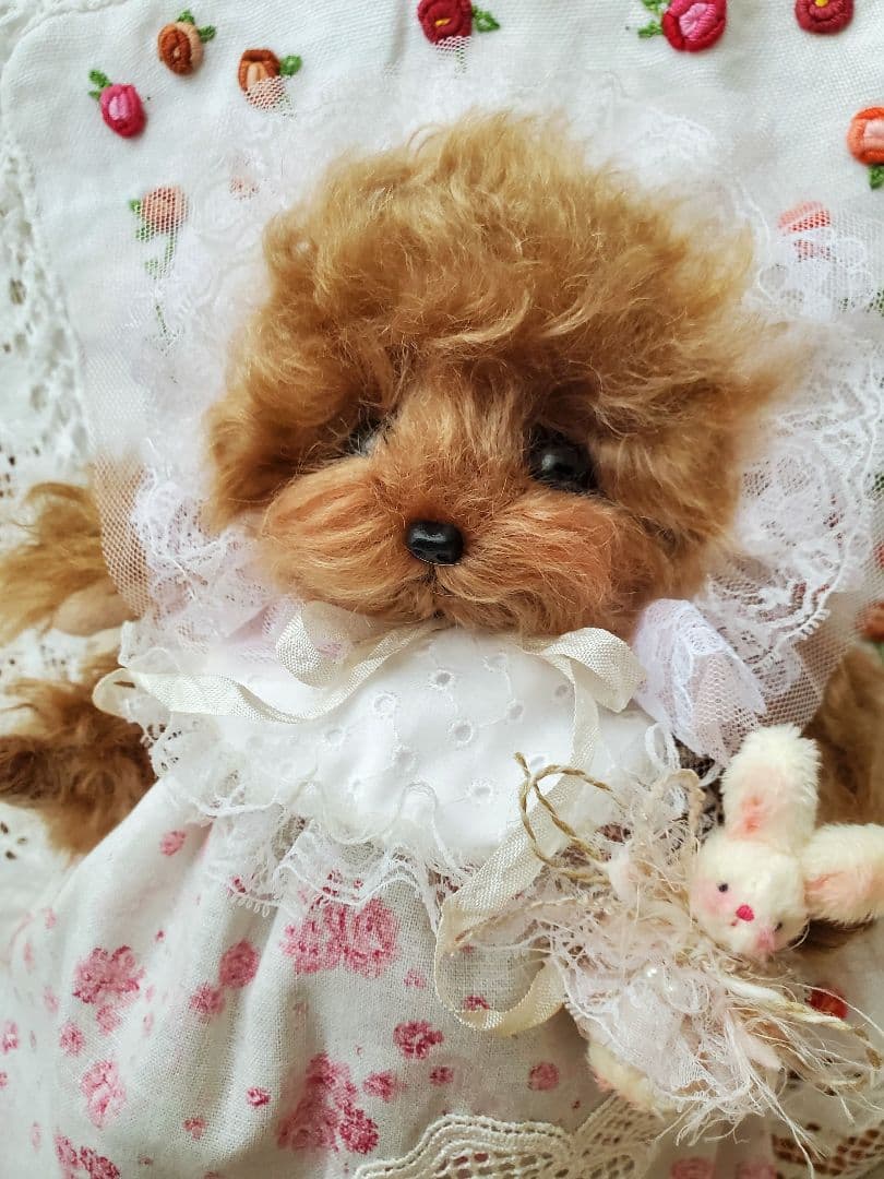 カーリーモヘアのbabyトイプードルちゃん♡レッドカラー テディベア
