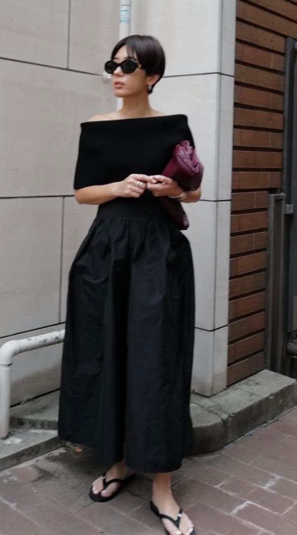 正規品 machatt メモリーキュロットパンツ ブラック