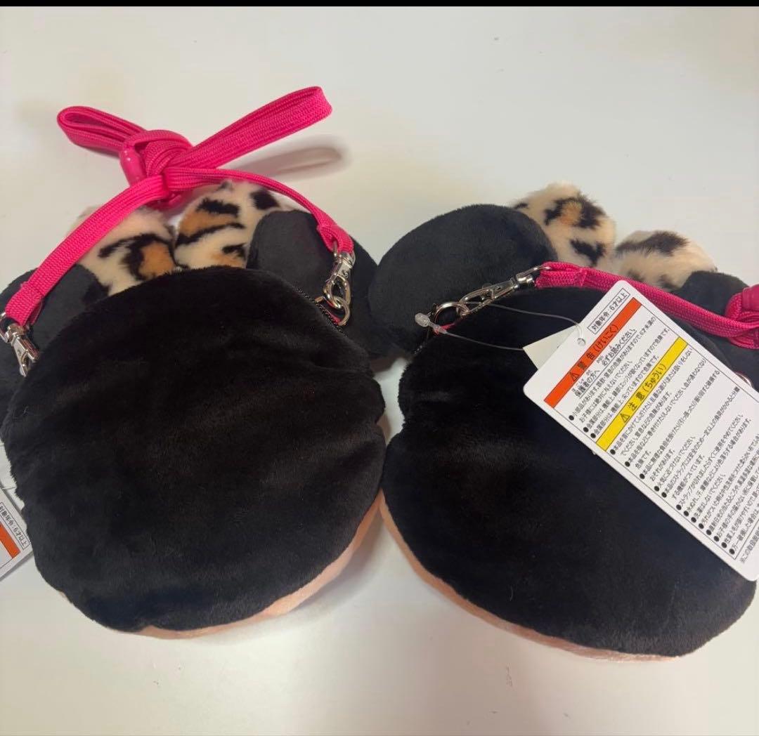 【ヒョウ柄】りぼん　ピンク紐　ショルダーバッグ　ミニーちゃん　フェイス