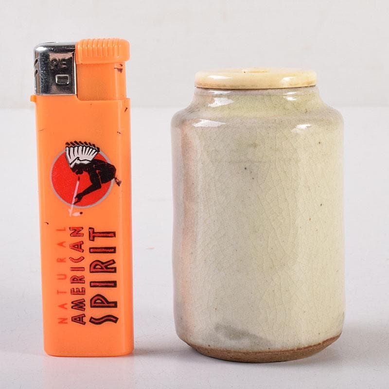 茶道具 萩焼 古萩 清水茂生作 茶入 仕覆付 共箱 V 7225