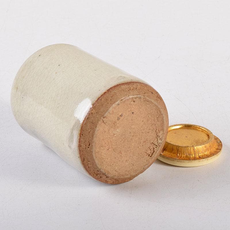 茶道具 萩焼 古萩 清水茂生作 茶入 仕覆付 共箱 V 7225