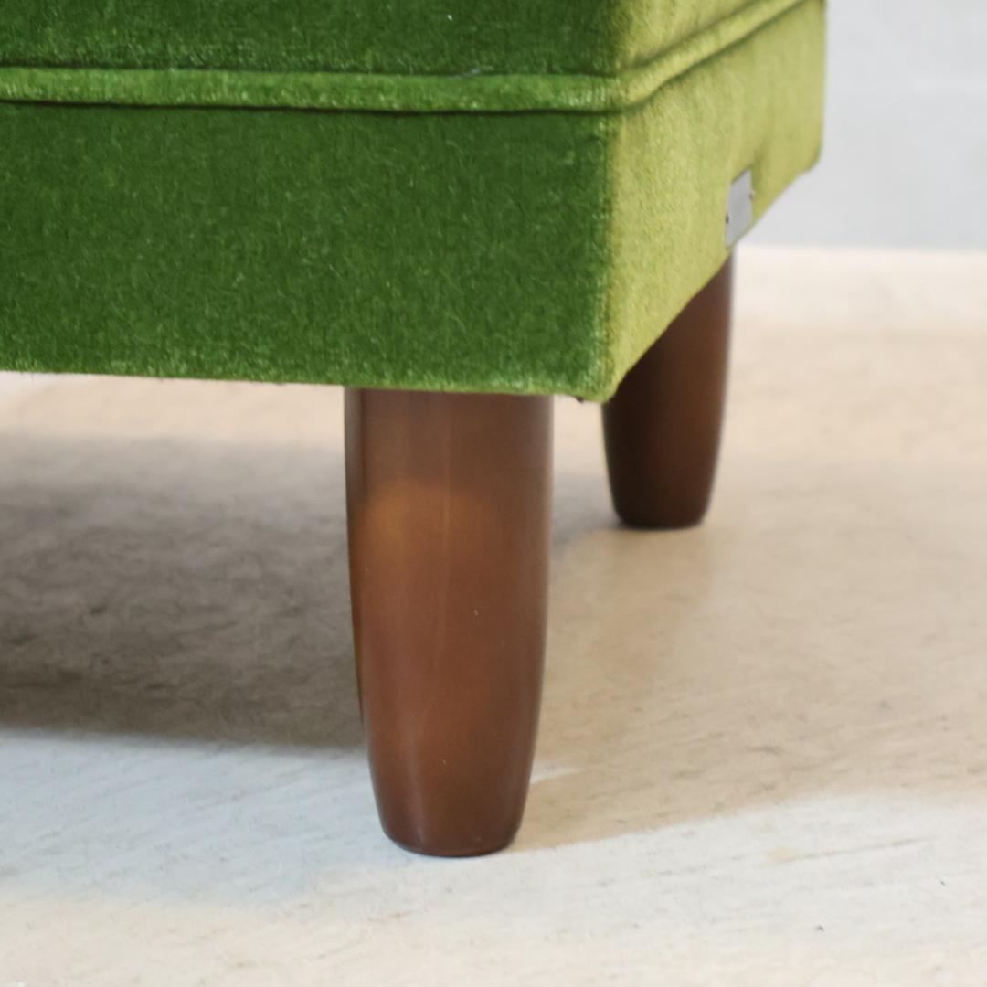 Karimoku60 モケットグリーン オットマン スツール レトロモダン