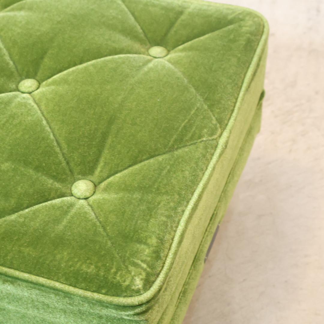 Karimoku60 モケットグリーン オットマン スツール レトロモダン