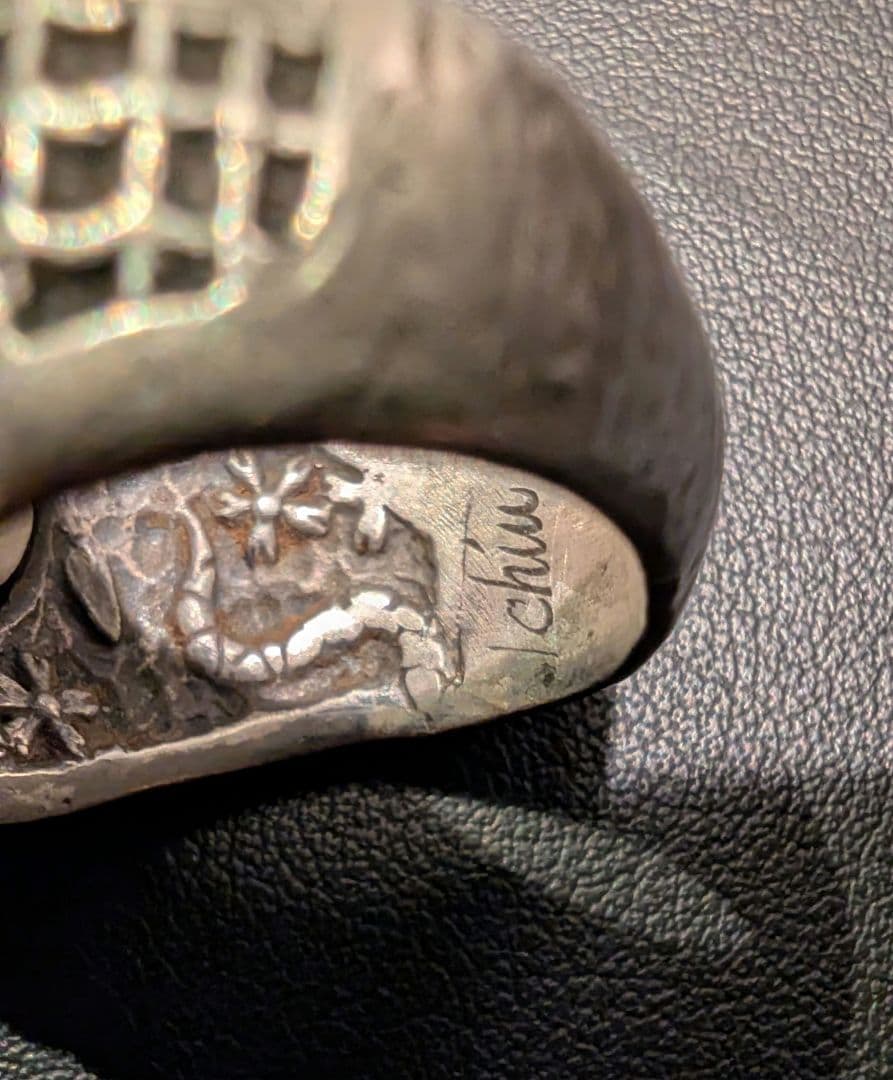 スカルリング 薩摩ボタン 日本製 和柄シルバー 925 14~14.5号