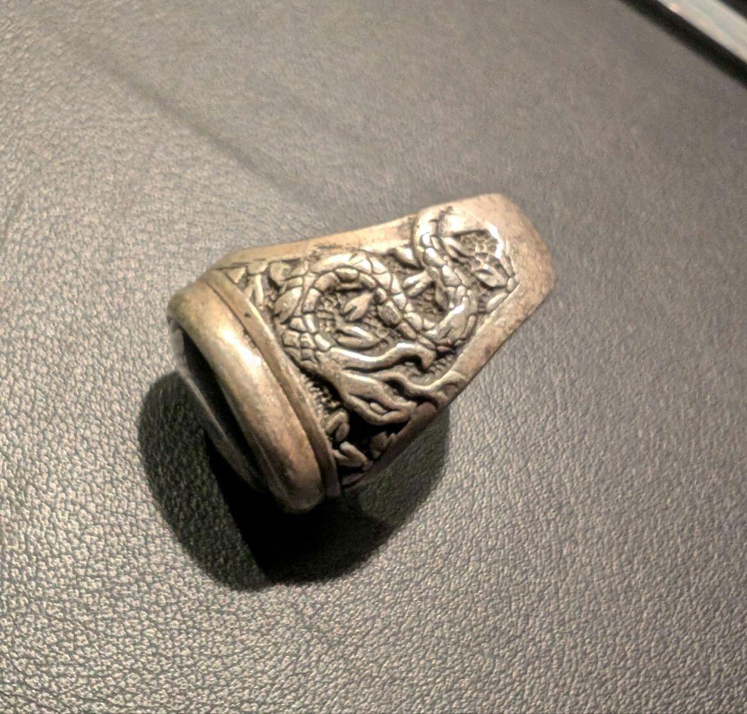 スカルリング 薩摩ボタン 日本製 和柄シルバー 925 14~14.5号