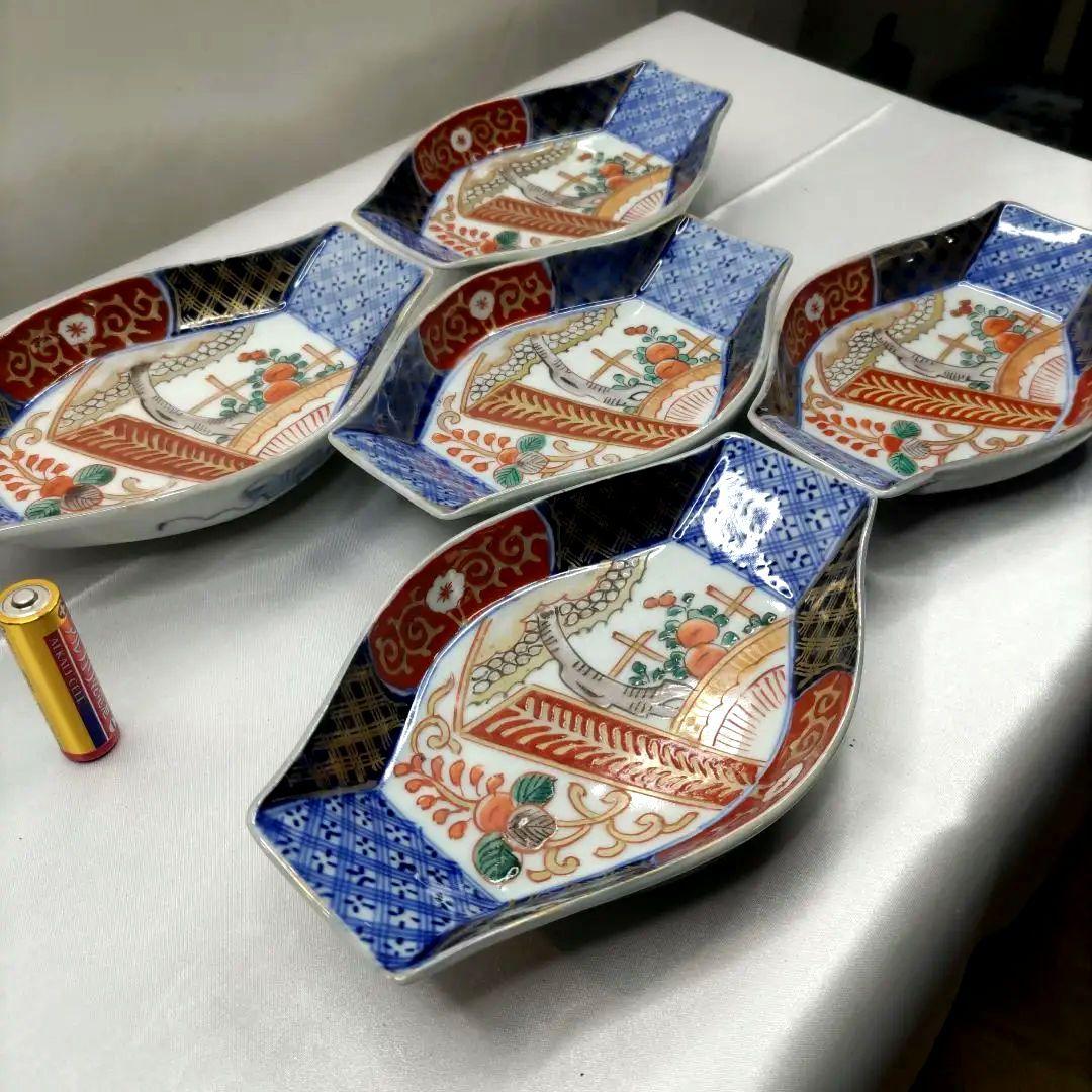 有田焼 伊万里焼 古伊万里 金彩 色絵 小皿 舟皿 刺し身 10客セット ①