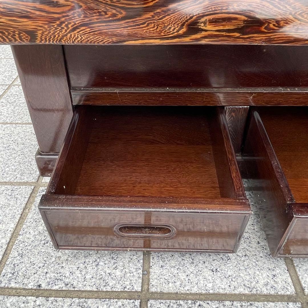 年代物 鉄刀木（タガヤサン）総無垢 関西火鉢 4尺 机 テーブル 和室 和風