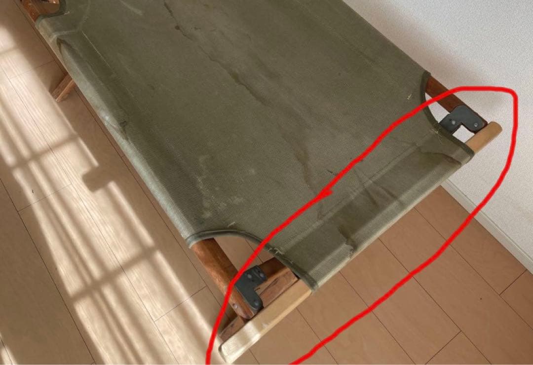 米軍　木製　GIコット　部品1本　溝ありタイプ　希少