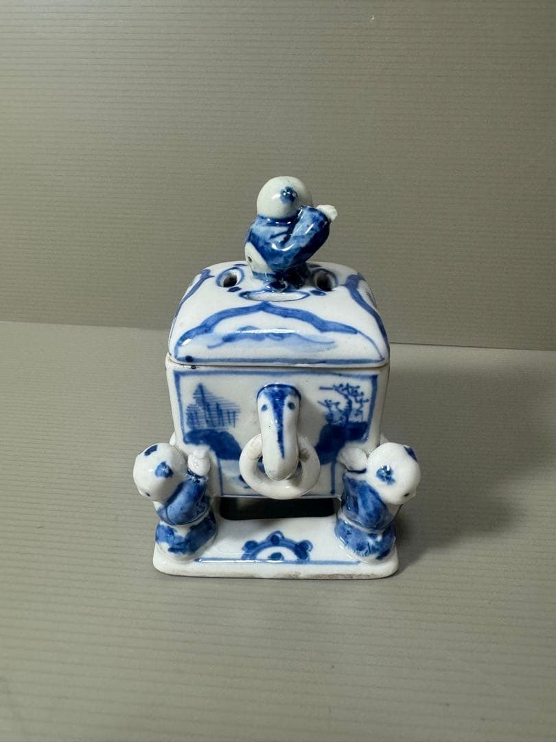 2131 骨董 『大明成化年製』銘 五童戯亀文香炉 時代物