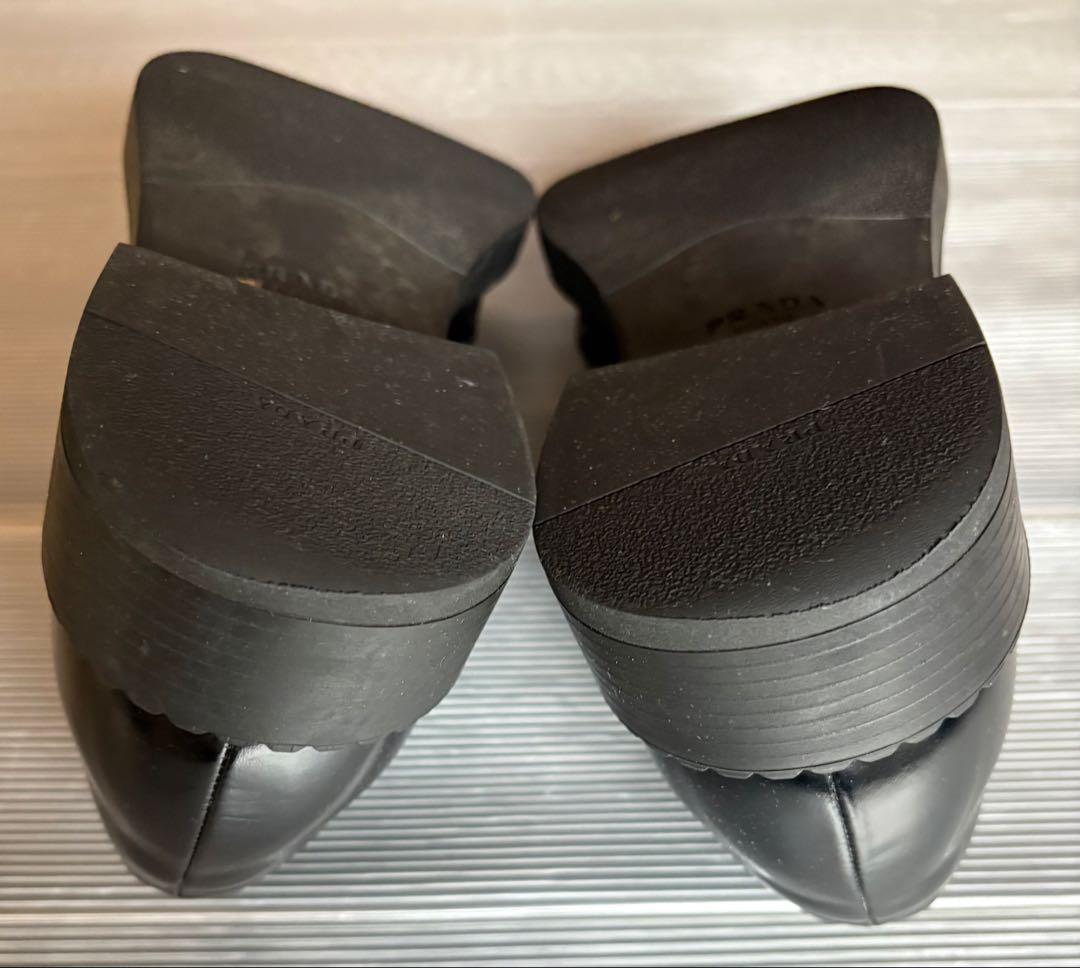 PRADA プラダ ブラッシュドレザー プレーントゥ シューズ 8 1/2