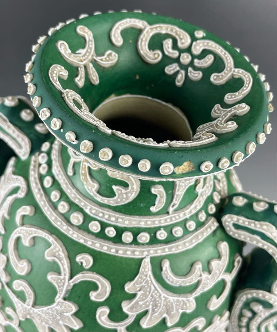 【大型３６．５㎝】オールドニッポン アールヌーボー 一陳盛り 花瓶 真珠盛り