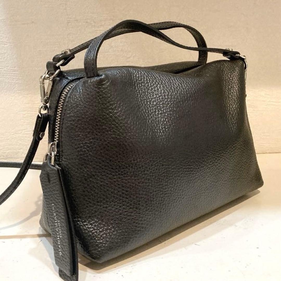 【美品】GIANNI CHIARINI アリファ 2WAY レザーバッグ M 黒