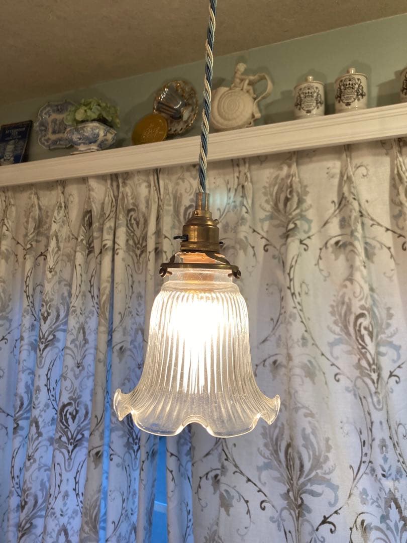 アンティーク調レトロ ガラス照明シェード 電傘 ペンダントランプ 電気