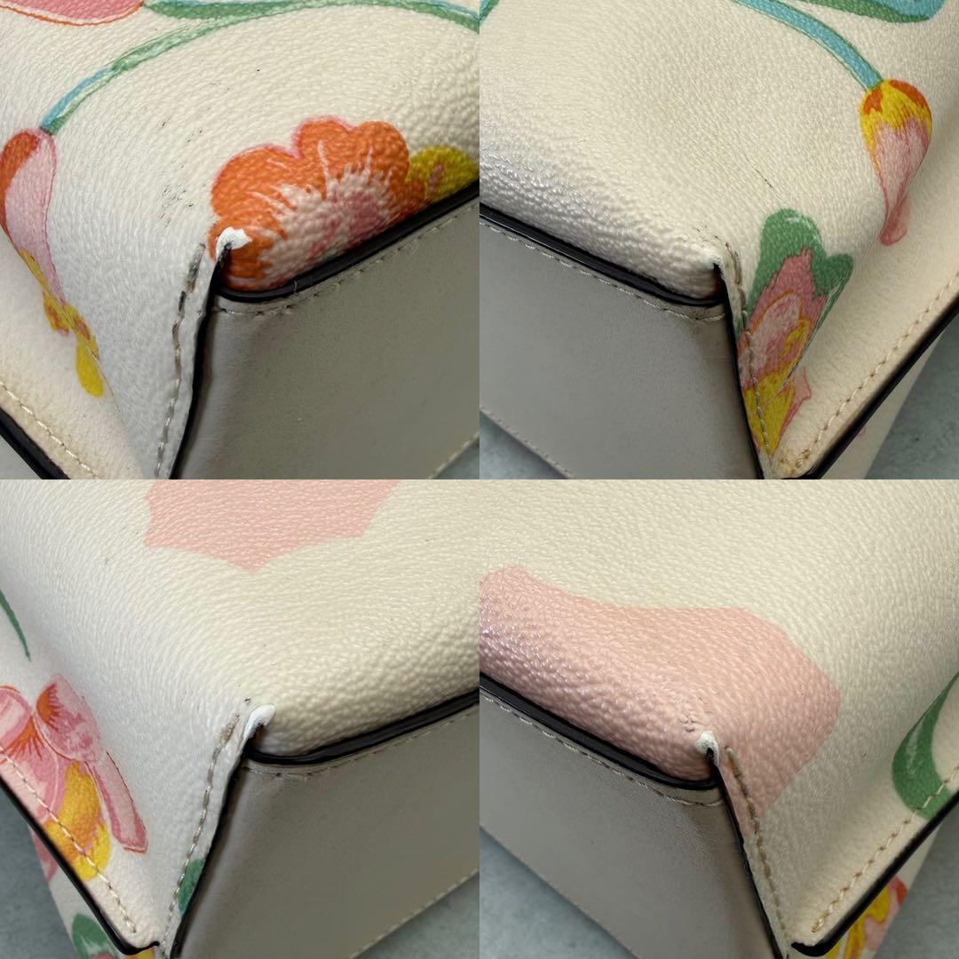 COACH コーチ ショルダーバッグ 2way PVC 花柄 クロスボディ 白