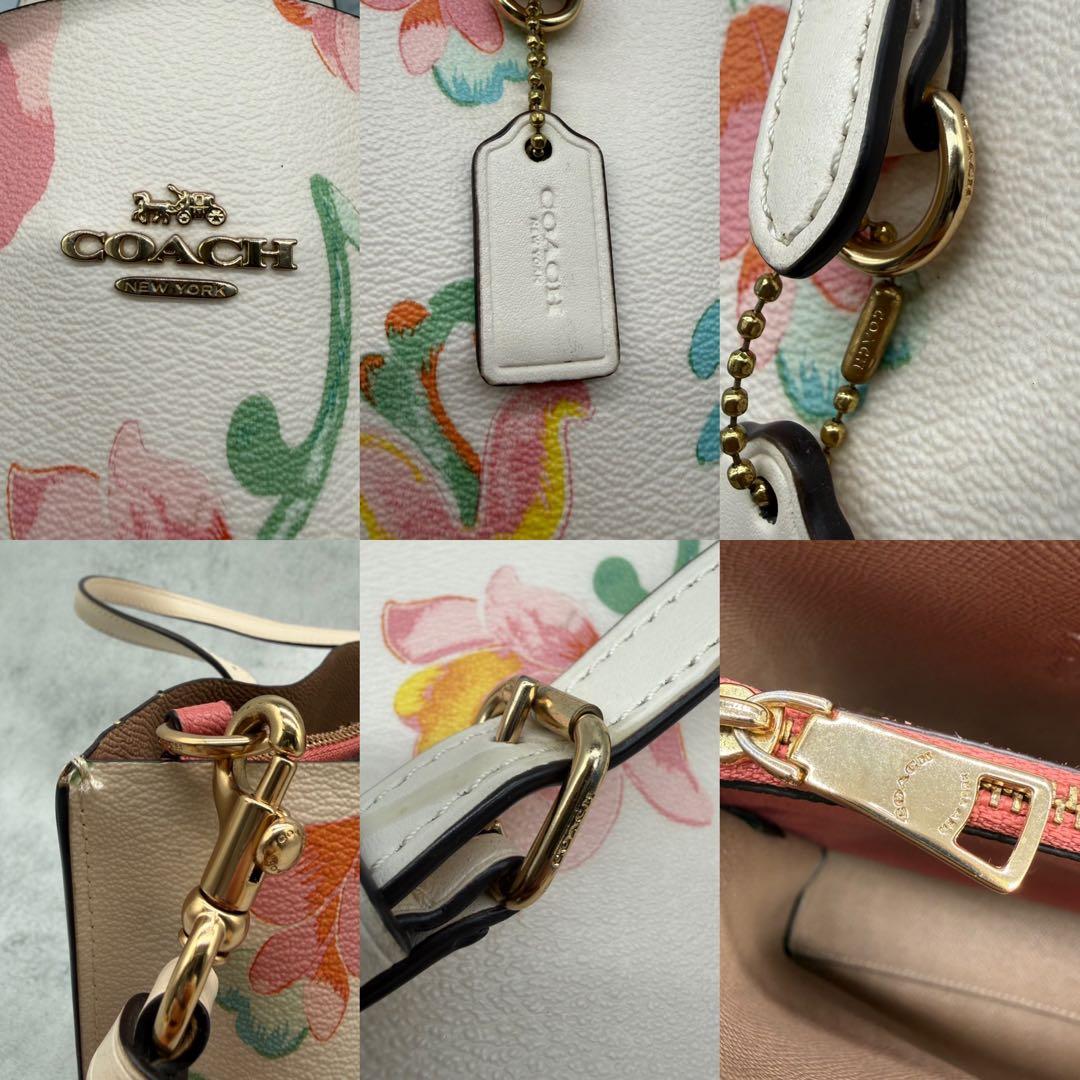 COACH コーチ ショルダーバッグ 2way PVC 花柄 クロスボディ 白