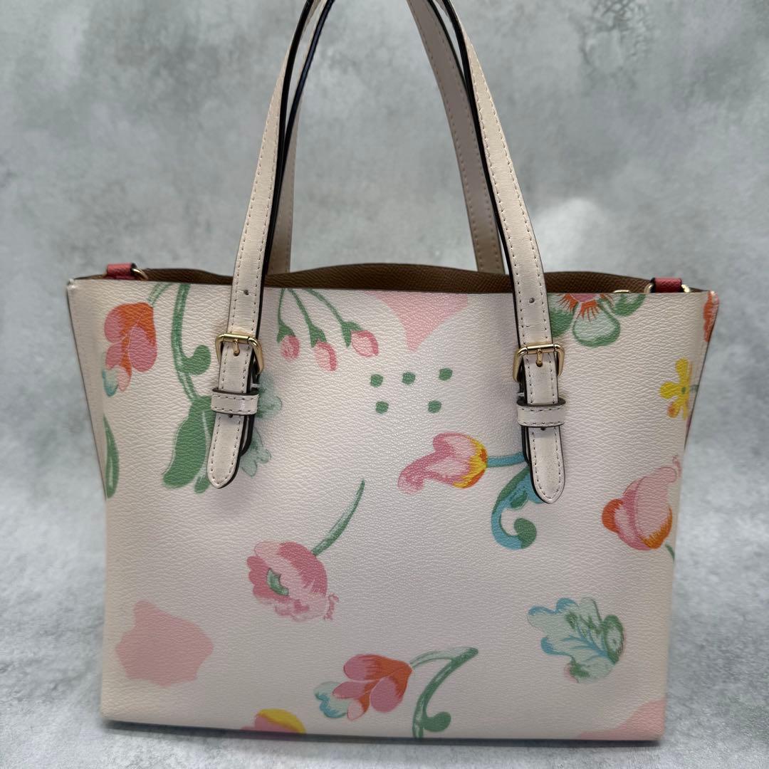 COACH コーチ ショルダーバッグ 2way PVC 花柄 クロスボディ 白