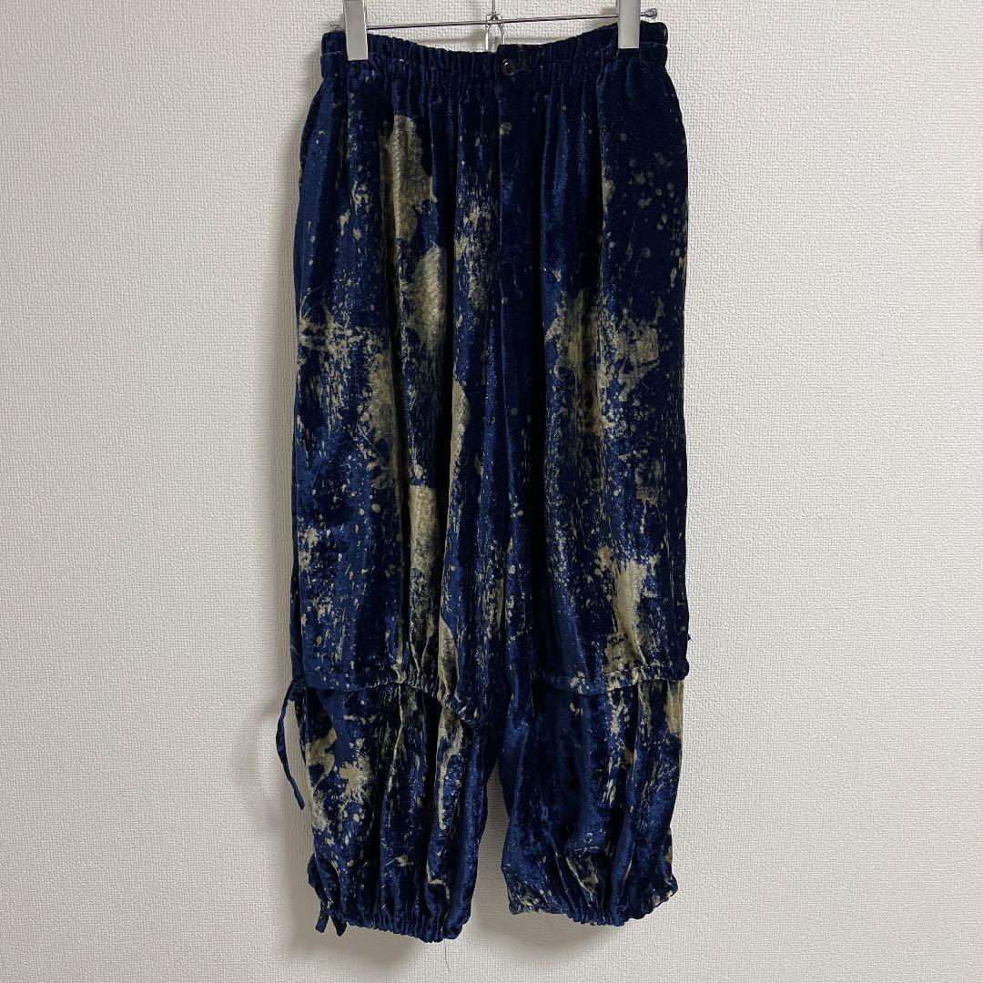 Y's ワイズ 2019SS ベロア サルエルワイドパンツ ネイビー サルエル