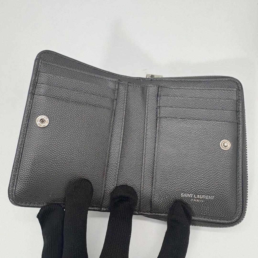 大人気✨】 イヴサンローラン 三つ折り財布 二つ折り キャビアスキン YSL