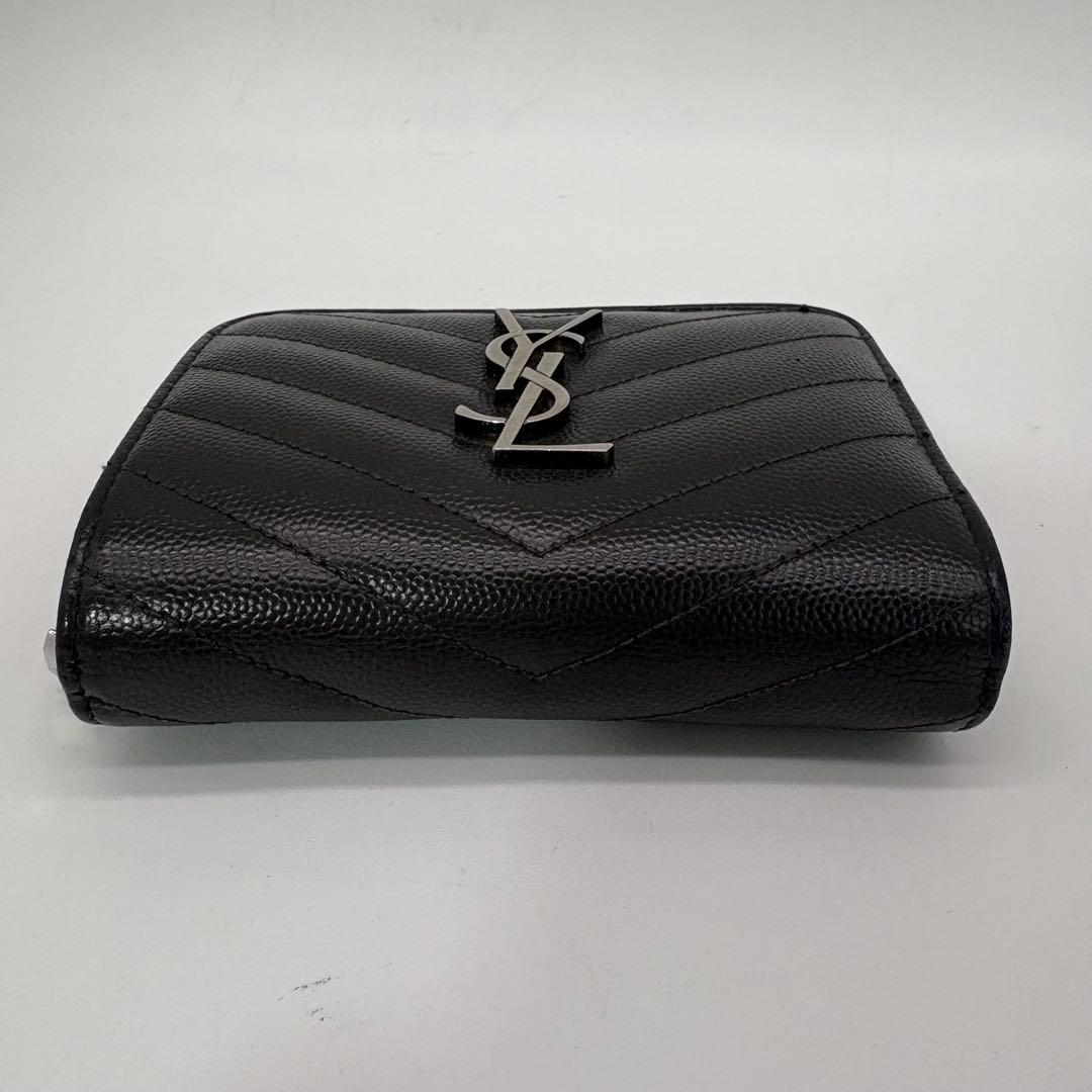 大人気✨】 イヴサンローラン 三つ折り財布 二つ折り キャビアスキン YSL