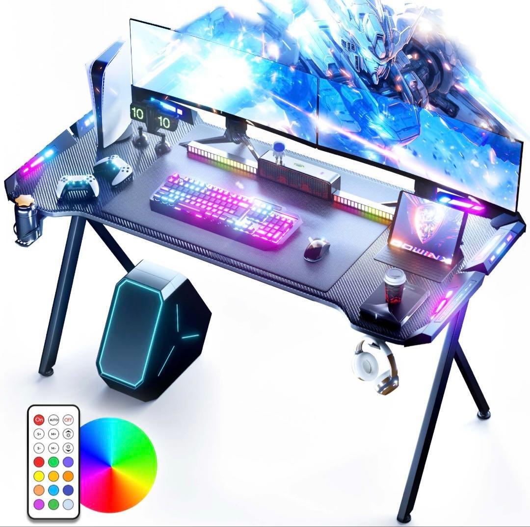 ゲーミングデスク 幅120cm×奥行60cm カーボンファイバー製 【完成品】