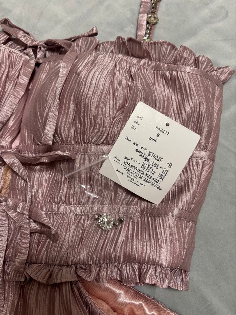 ROBE de FLEURS シャーリングサテンウエストスリットフレアミニ