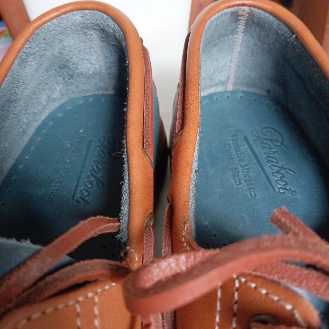 美品★着用2回パラブーツParabootバース モカシンデッキシューズ 青/茶