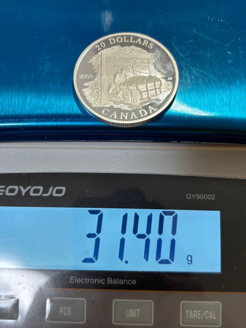 純銀製】1オンス カナダ1920年炭鉱労働者採掘石炭貿易 プルーフ