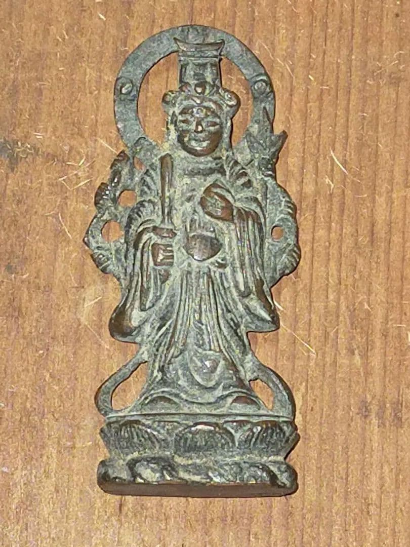 ♥とても古い 銅製 仏像 虚空蔵菩薩 十体 木箱付き 観音像 観音様 骨董