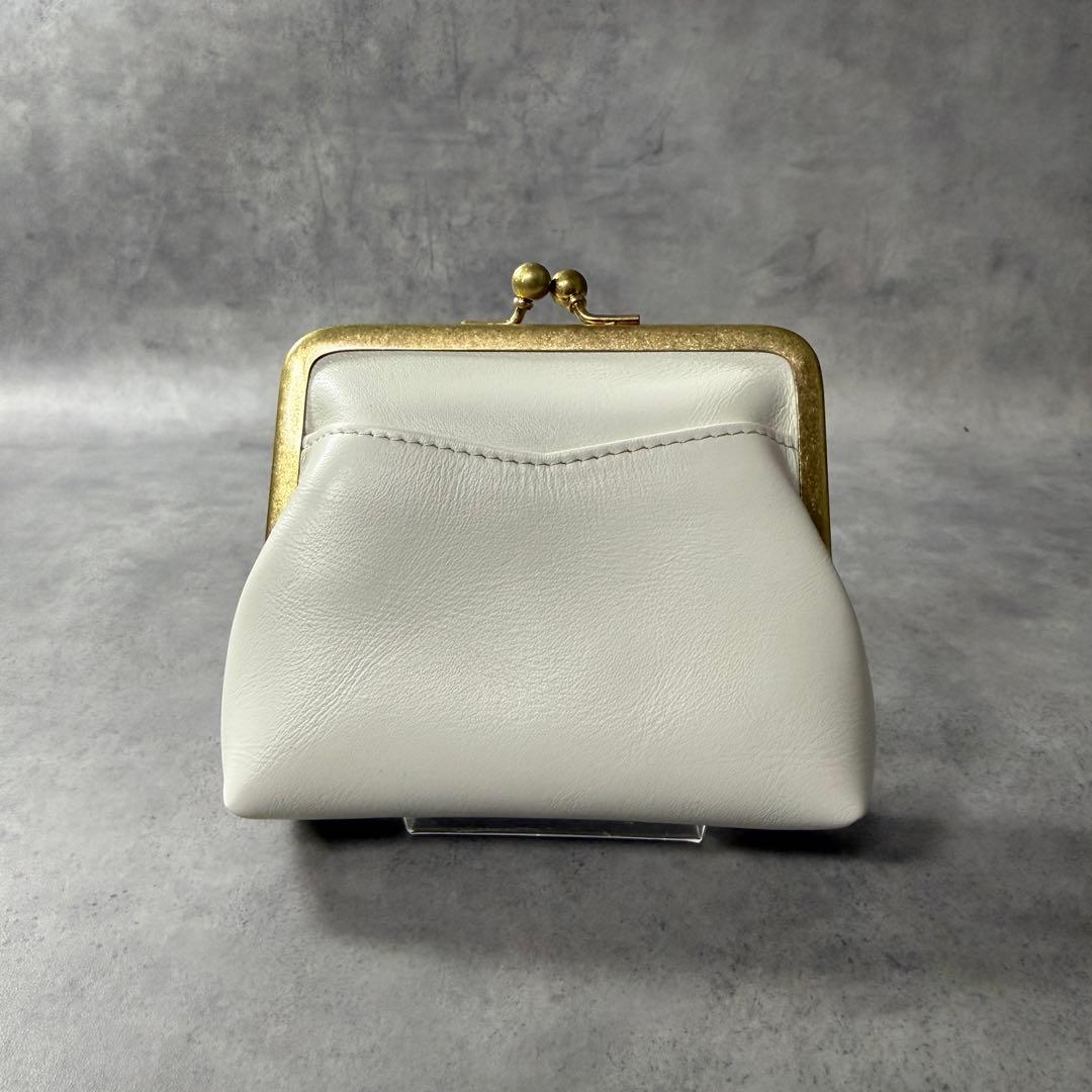 新品未使用✨北欧暮らしの道具店 がま口 本革 ミニウォレット アイボリー