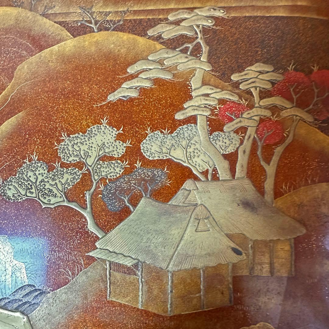 金蒔絵吉野山図硯箱 明治時代-19世紀頃 硯 水滴 双鹿 内梨子地漆器