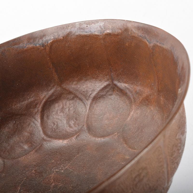 中国　古銅唐銅　鎚出　神獣文碗　C　7343E