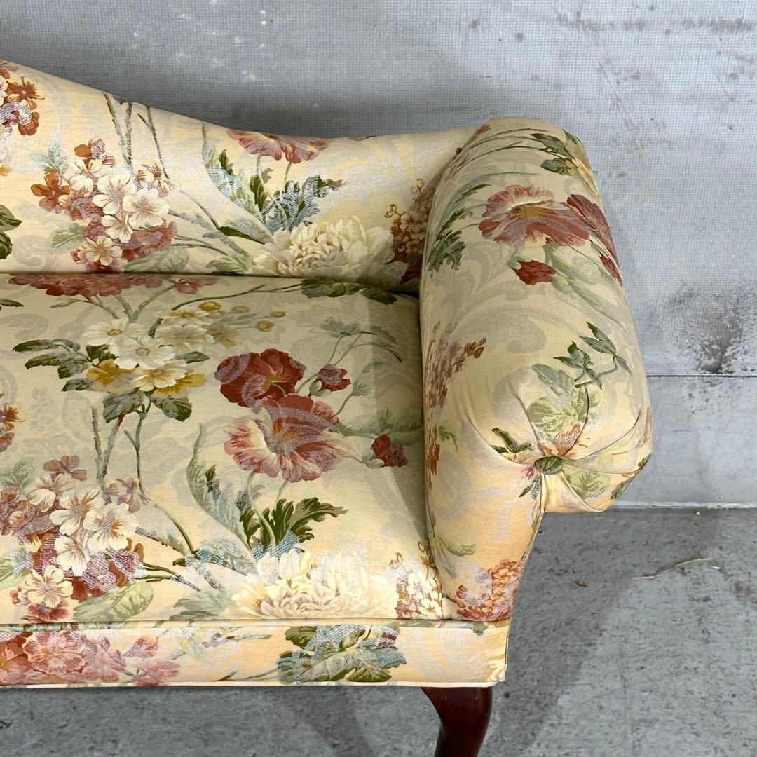✿英国クラシック調✿ 花柄カウチソファ｜猫脚 アーム付き｜アンティーク