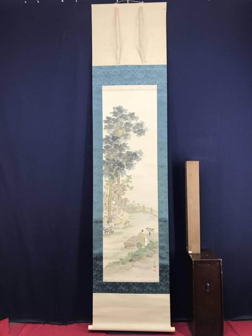 真作/小田杏逸/前茶之図/山水図/人物図/お茶図/掛軸/