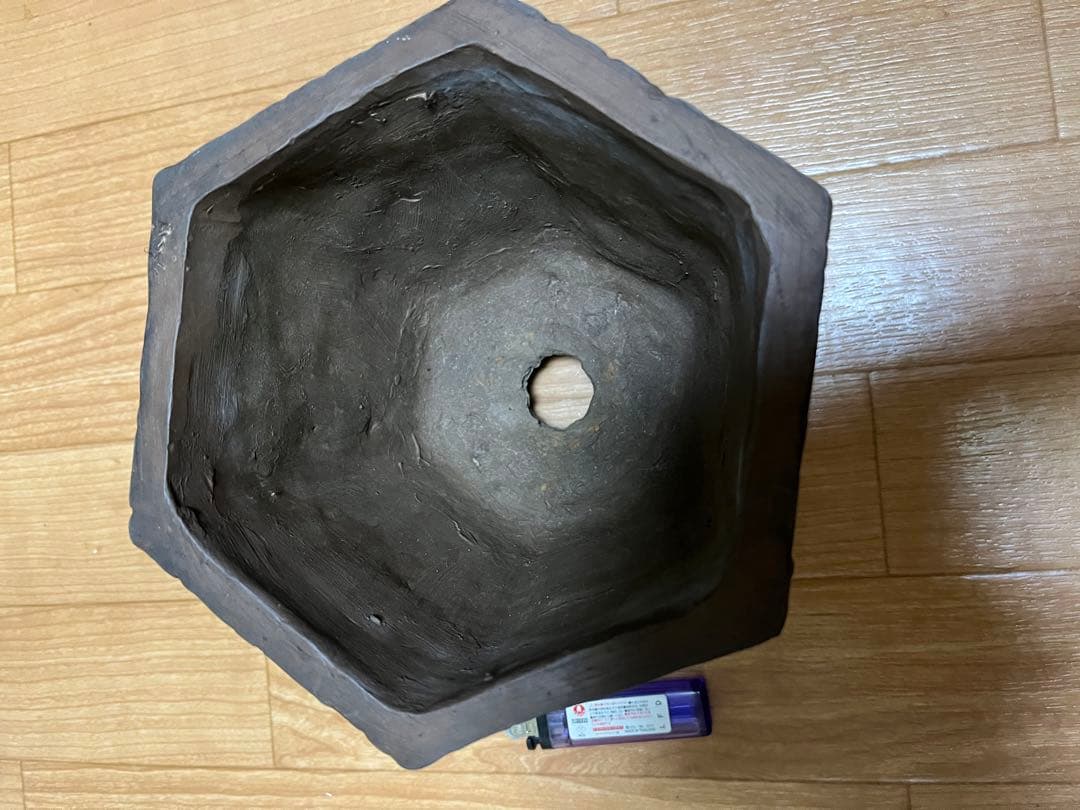 盆栽鉢 泥鉢 ヴィンテージ1点物 六角鉢 土目しっとり手触り抜群 重量