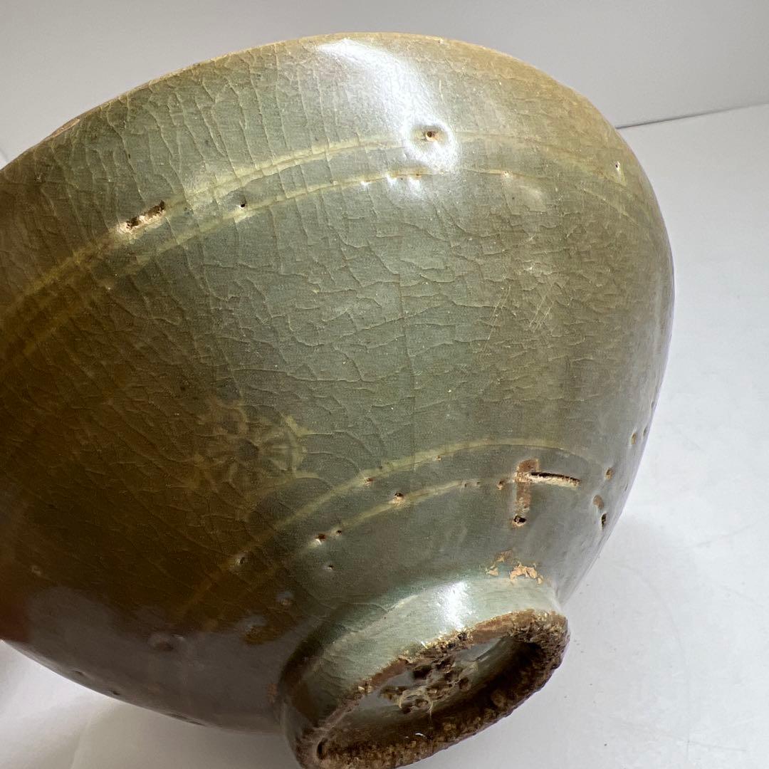 16世紀 高麗青磁白泥象嵌鉢 口径19㎝ 東Y7-1003☆2F