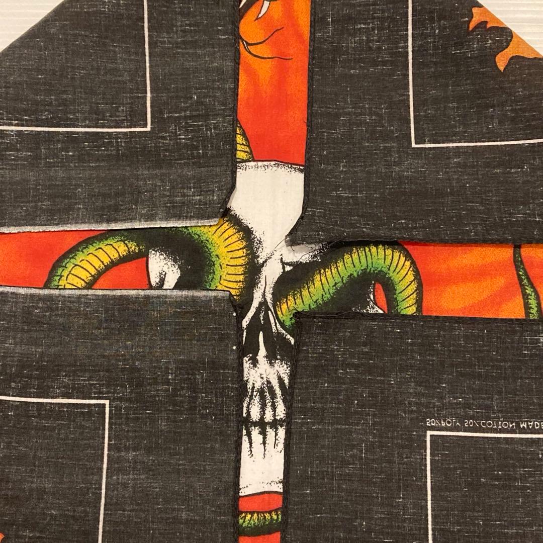 希少 NOS 80s スカル vintage バンダナ ビンテージ USA製