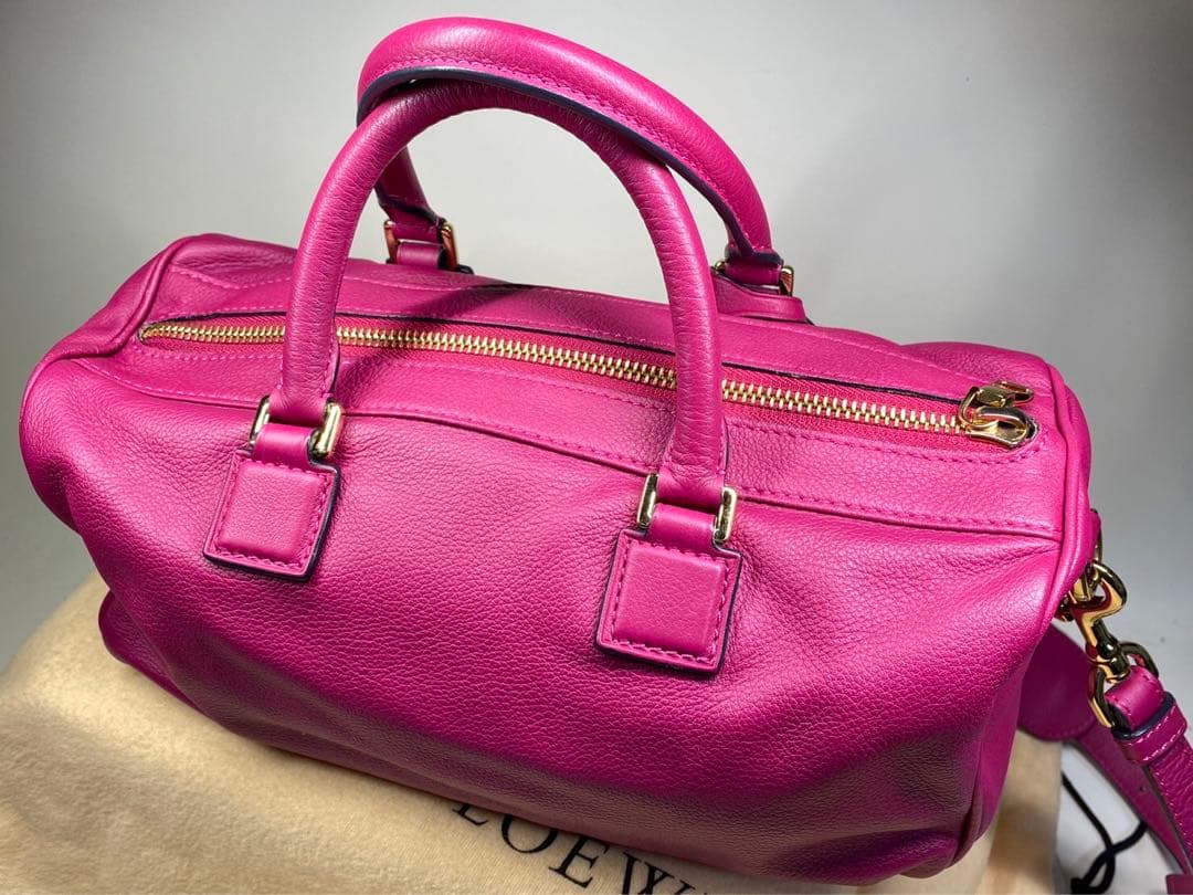 LOEWE ロエベ ハンドバッグ アメ レザー ピンクパープル