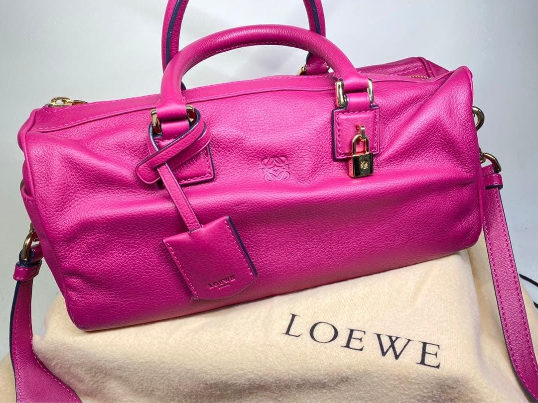 LOEWE ロエベ ハンドバッグ アメ レザー ピンクパープル