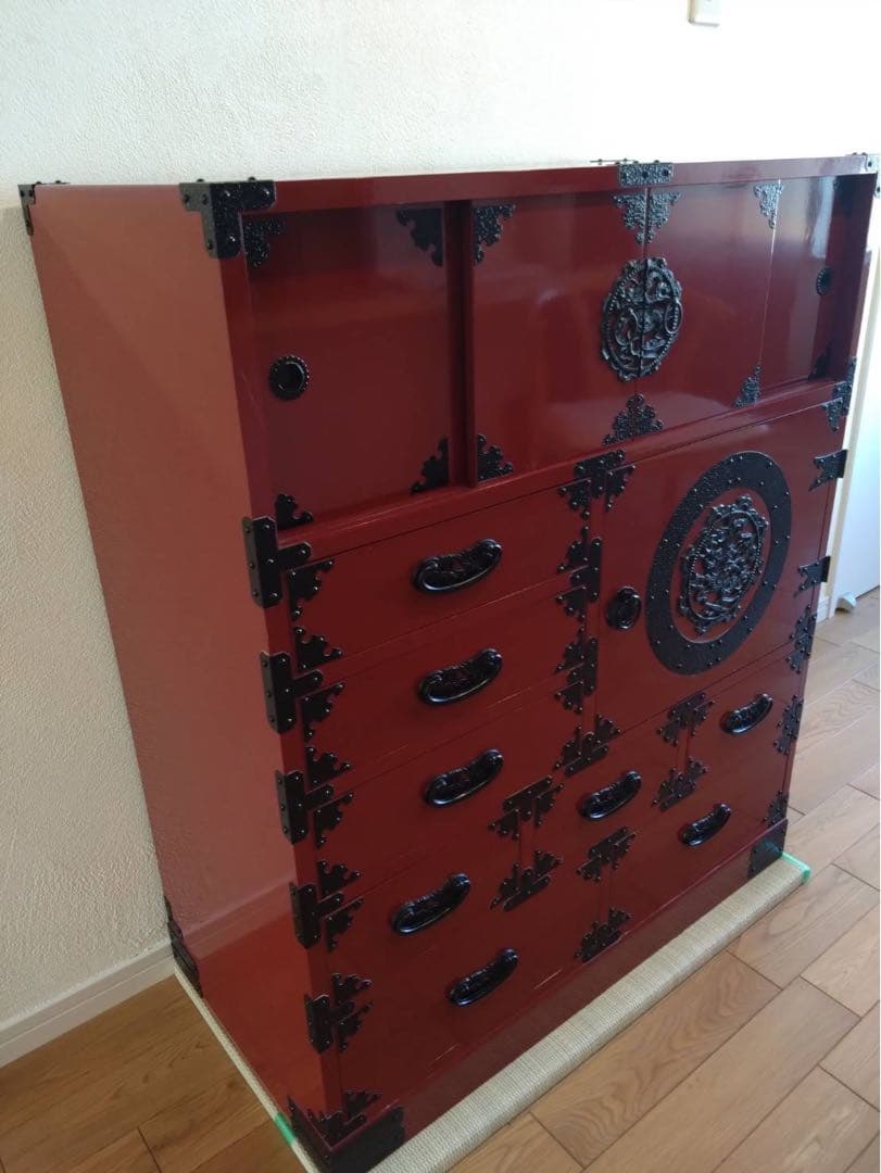 唐木家具 茶箪笥 飾り棚 違い棚 紫檀調 昭和レトロ ビンテージ 送料込み