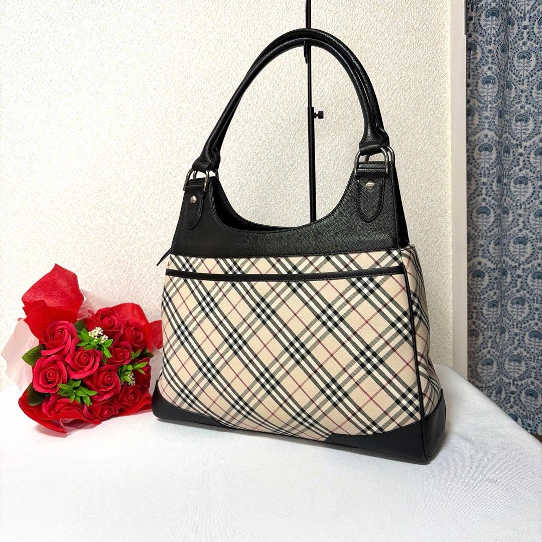 美品♡ BURBERRY バーバリー ノバチェック×レザー ハンドバッグ
