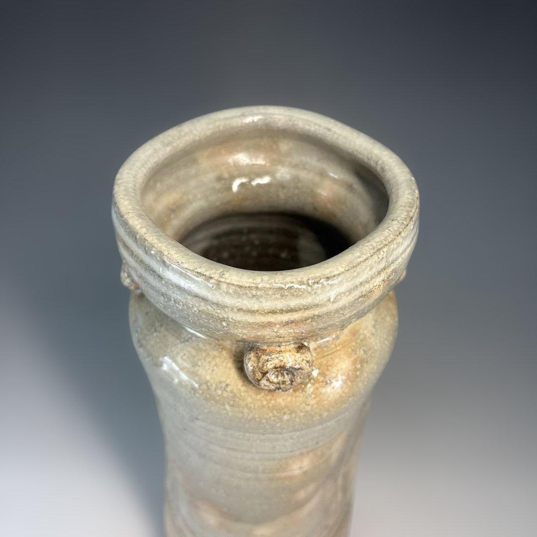 中古品】茶道具 十三代田原陶兵衛造 萩焼 擂座花入（